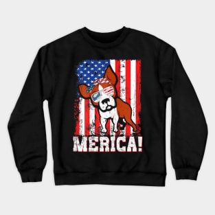 Merica Cool Boston Terrier Dog American Flag Crewneck Sweatshirt